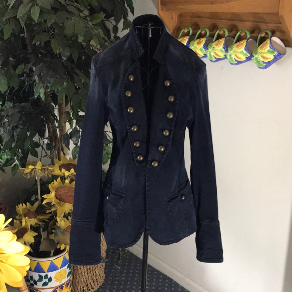 FREE PEOPLE navy Military Jacket. - Picture 3 of 4